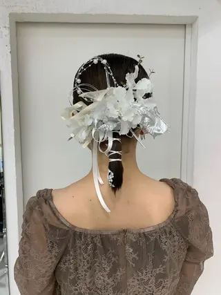 セミロング カラー ヘアアレンジ 卒業式ヘアセット🎀 ヘアアレンジのヘアスタイル