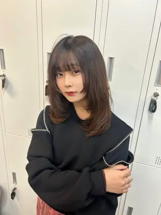 ミディアム 女性らしいモテヘア 韓国ヘアhikariのヘアスタイル