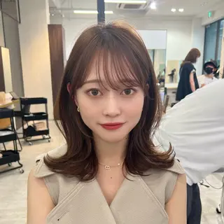 ミディアム カラー ⭐️似合わせボブ 縮毛矯正⭐️かえでのヘアスタイル