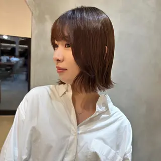 ショート カラー ボブ/巻ける縮毛矯正 /韓国レイヤーはなのヘアスタイル