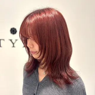 セミロング 艶カラー/アレンジ 💟すなおのヘアスタイル