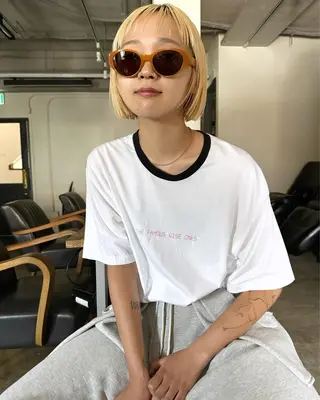 ショート カラー ヘアアレンジ 丸山渉/パーマ エフェクトブリーチのヘアスタイル