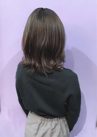 ミディアム カラー パーマ 細川 亮のヘアスタイル