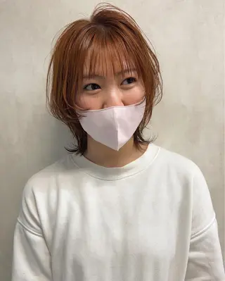 ミディアム ブリーチ/ウルフ ハッシュカット/石山のヘアスタイル