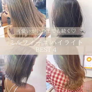 セミロング カラー レイヤー/ベージュ カラー/ハシモトのヘアスタイル