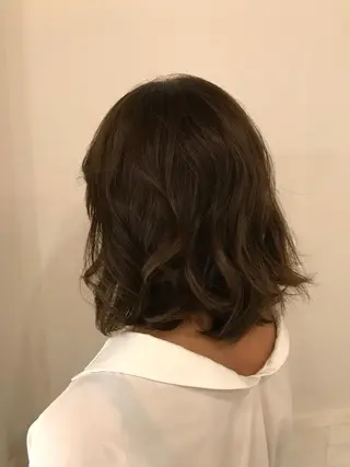 ミディアム カラー 切りっぱなしボブ ソノキユウカのヘアスタイル