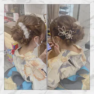 セミロング ヘアアレンジ ヘアセット/着付け 𓇼 松本 夏美𓇼のヘアスタイル