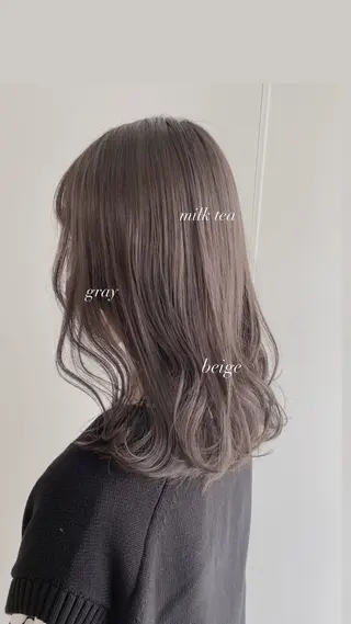 セミロング カラー 透明感カラー グレージュ/あいのヘアスタイル