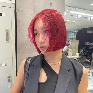ショート カラー ブリーチなしピンク RIKU🎈のヘアスタイル
