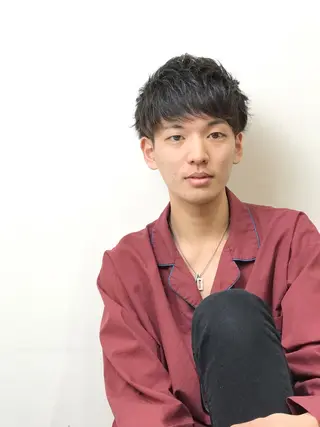 ショート パーマ ヘアアレンジ メンズ 赤み消しカラー /透明感カラー 上長のヘアスタイル