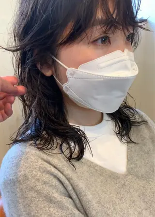 ミディアム パーマ 古沢 新のヘアスタイル