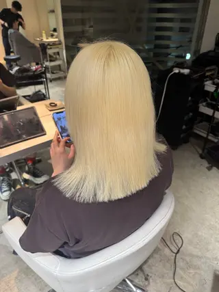 ミディアム ♥️透明感×抜け感 ベージュ/佑珠♥️のヘアスタイル