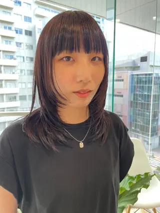 ミディアム カラー レイヤー/似合わせ TAKUYAのヘアスタイル