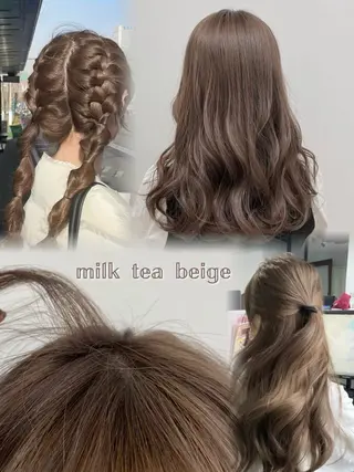 セミロング カラー 🥞ベージュ系カラー 【すずきりほ】🥞のヘアスタイル