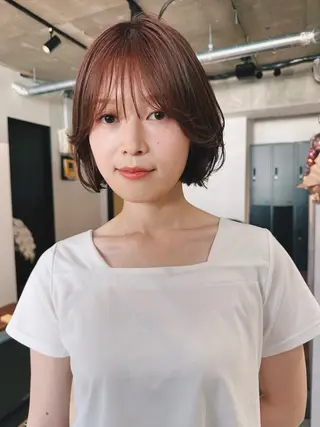 ショート カラー パーマ 🫧小顔×似合わせ× 透明感カラー🫧のヘアスタイル