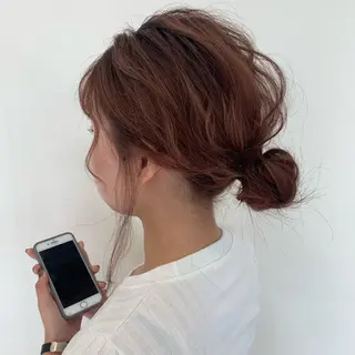 セミロング ヘアアレンジ 馴染ませNo.1🧃 エクステ・アレンジのヘアスタイル