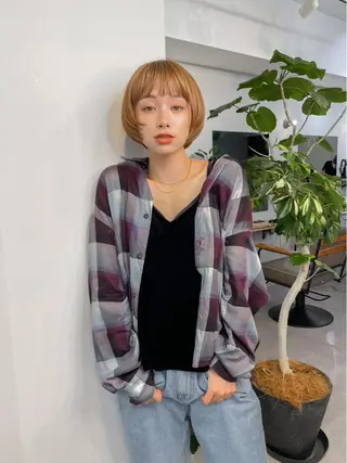 ショート カラー パーマ＊ 顔まわり似合わせのヘアスタイル