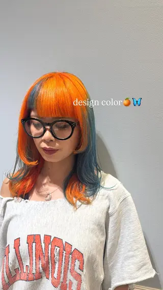ロング カラー RIN🍎ウルフカッ ト/デザインカラーのヘアスタイル