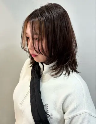 ミディアム 札幌パーマ レイヤー/後藤海音のヘアスタイル