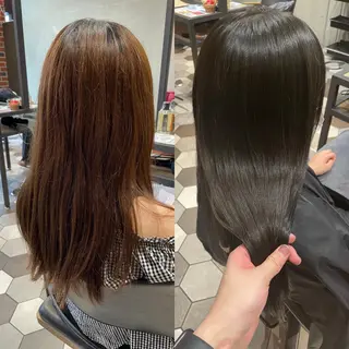 セミロング 髪質改善、縮毛矯正 酸性縮毛矯正のヘアスタイル