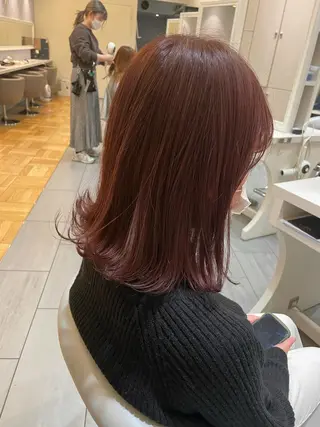 ミディアム カラー 韓国風レイヤーカット 松葉翔のヘアスタイル