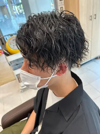 ミディアム パーマ メンズ 💈メンズ特化 美容師サキ💈のヘアスタイル