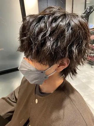 ミディアム パーマ メンズ 宮下 弦也のヘアスタイル