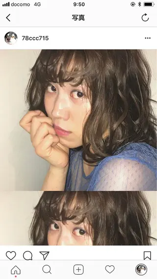 ミディアム カラー パーマ ヘアアレンジ 村本 千優のヘアスタイル