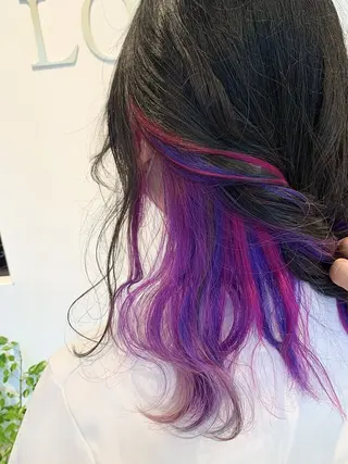 セミロング カラー みらい🖤ブリーチ 縮毛矯正モデル募集のヘアスタイル