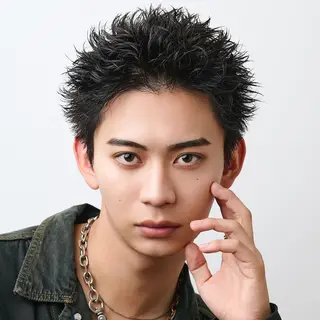 ショート パーマ メンズ スパイキー/フェザー /波巻き/かいとのヘアスタイル