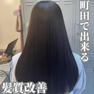 セミロング カラー 髪質改善× ハイライト溝江のヘアスタイル