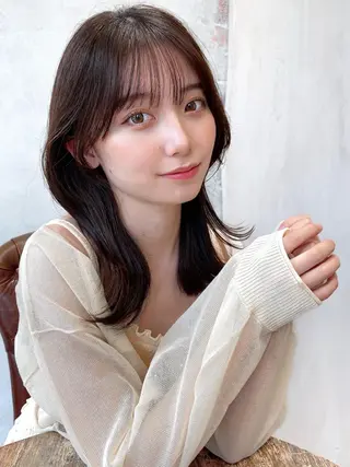 セミロング カラー 顔周り/くびれヘア 韓国ヘア💕風間るなのヘアスタイル