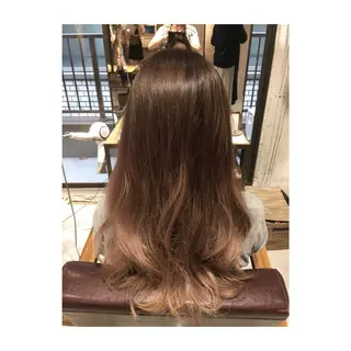 ミディアム セミロング ロング カラー パーマ アオガミ （前髪顔周りカット）のヘアスタイル