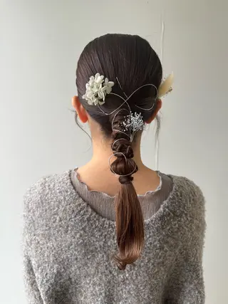 セミロング ヘアアレンジ 青とそら いしざかのヘアスタイル