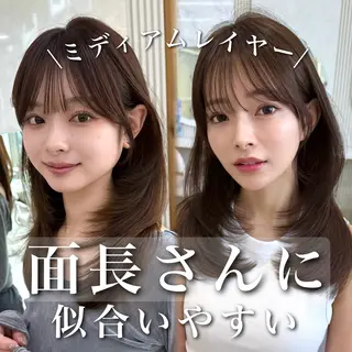 セミロング カラー 結べるレイヤー/ ミディアム/島田 佑のヘアスタイル
