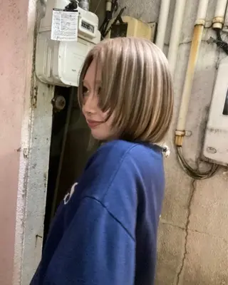 ミディアム カラー 名古屋栄/ブリーチ/ ボブ🧃木下桃嘉のヘアスタイル