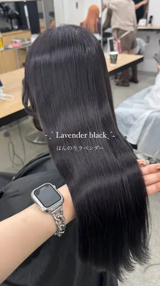 ロング カラー 暗髪🩶ラベンダー/ ブルー/ユウナ🤍のヘアスタイル