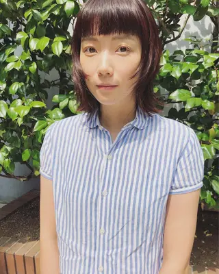 ミディアム カラー パーマ 長井 美佳のヘアスタイル