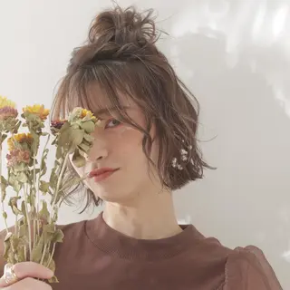 セミロング カラー パーマ ヘアアレンジ 透明感韓国ヘア♡ みつきのヘアスタイル