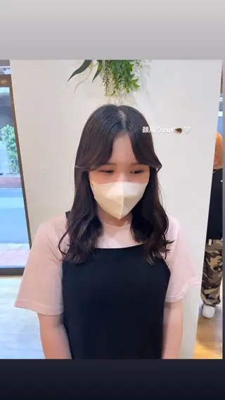 セミロング 顔周りカット/ 似合わせ/momo/のヘアスタイル