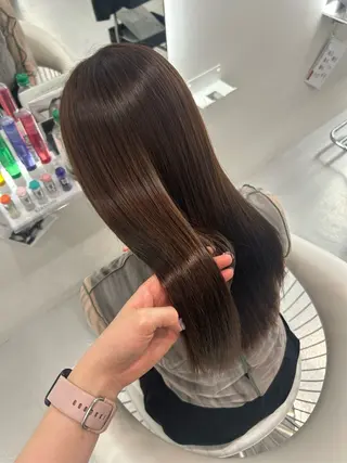 ロング あやめ🪽 オリーブ/ハイトーンのヘアスタイル