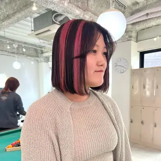 ショート カラー パーマ ヘアアレンジ メンズ キッズ ネイル マツエク・マツパ アイブロウ 🧨ブリーチー×ボブ レイヤー💎じゅえるのヘアスタイル