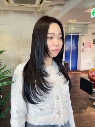 ロング カラー 似合わせヘア🤍 面田法子のヘアスタイル