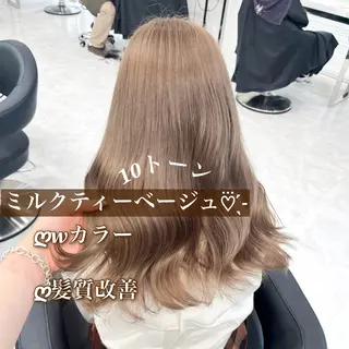 ロング カラー NAMI🤎ブラウン &ミルクティー🤍のヘアスタイル
