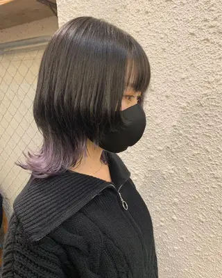 ミディアム ブリーチ/ウルフ ハッシュカット/石山のヘアスタイル