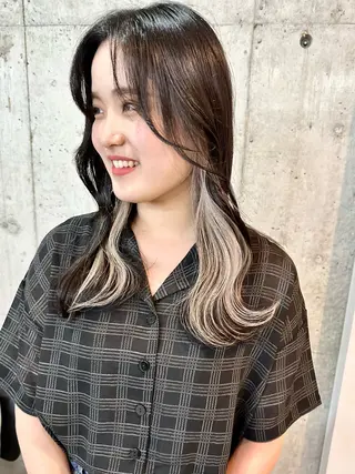 ロング カラー ヘアアレンジ 切りっぱなしボブ/ デザインカラー店長のヘアスタイル