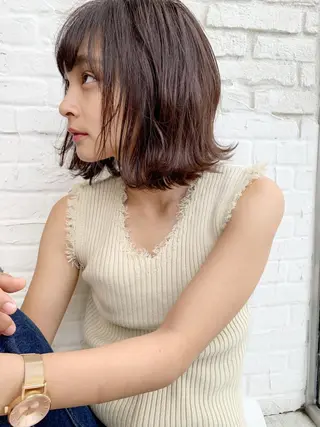 ミディアム カラー パーマ ヘアアレンジ レイヤー＆カラー 人気美容師倉崎涼のヘアスタイル