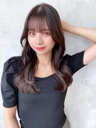 セミロング カラー 顔周り/くびれヘア 韓国ヘア💕風間るなのヘアスタイル