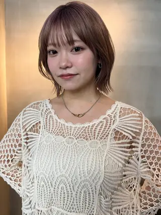 ミディアム 切りっぱなしボブ/ 小顔ボブNANAのヘアスタイル