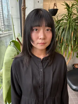 ミディアム カラー 似合わせカット レイヤーボブウルフのヘアスタイル